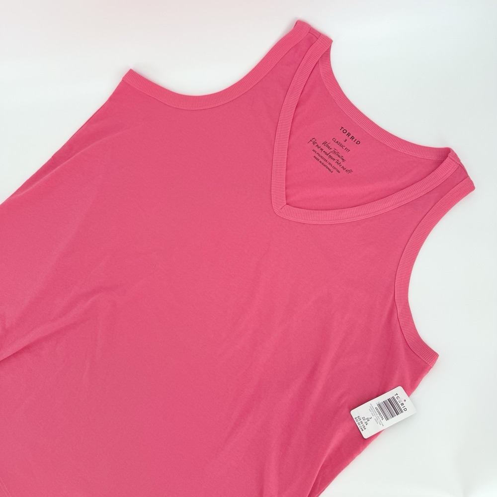 Torrid Girlfriend Signature Jersey V-Neck Tank Top 3 3X 22/24 Pink Barbie NWT